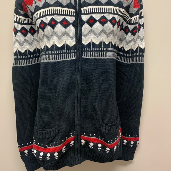 Chaps Ralph Lauren Zip Front Fair Isle Sweater Ski - Picture 2 of 6